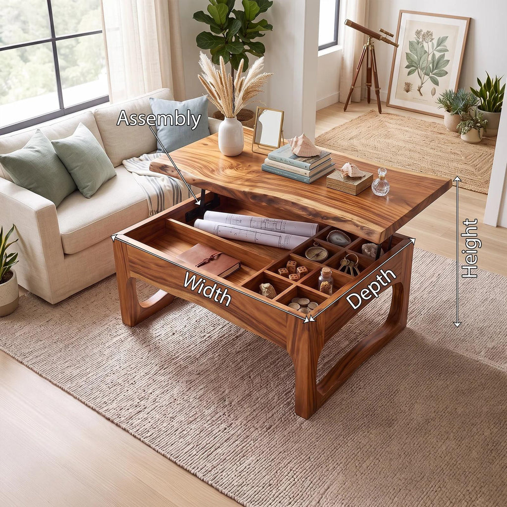 Scandinavian Storage Lift Top Coffee Table Bright Living Room
