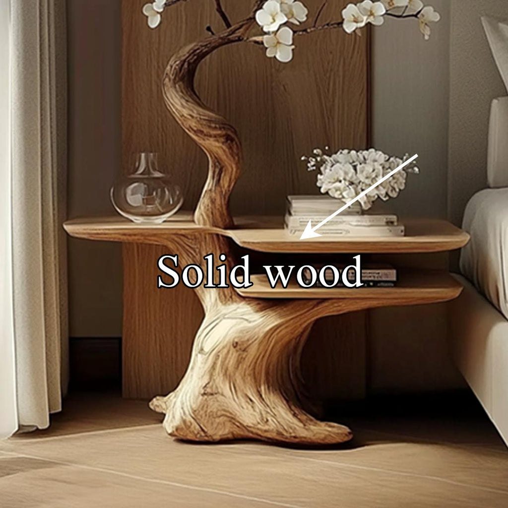 Rustic Bedside Table, Solid Wood Bedroom Corner Accent End Table, Nightstand for Living Room & Office Decor