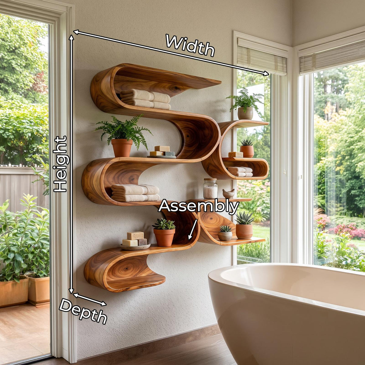 Organic Modern Wall Mounted Shelves for Bathroom