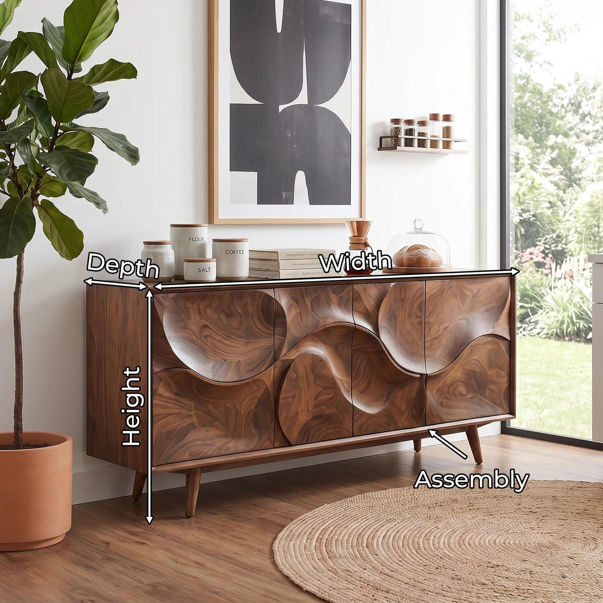 Organic Modern Buffet Cabinet with Storage Kitchen
