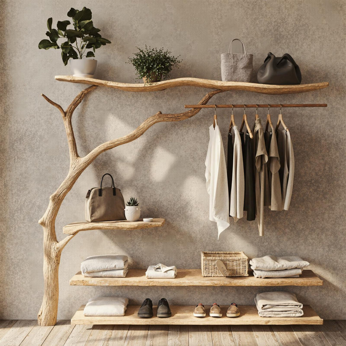 Rustic Coat Rack Wall Mount Antique Hall Tree Garment Rack