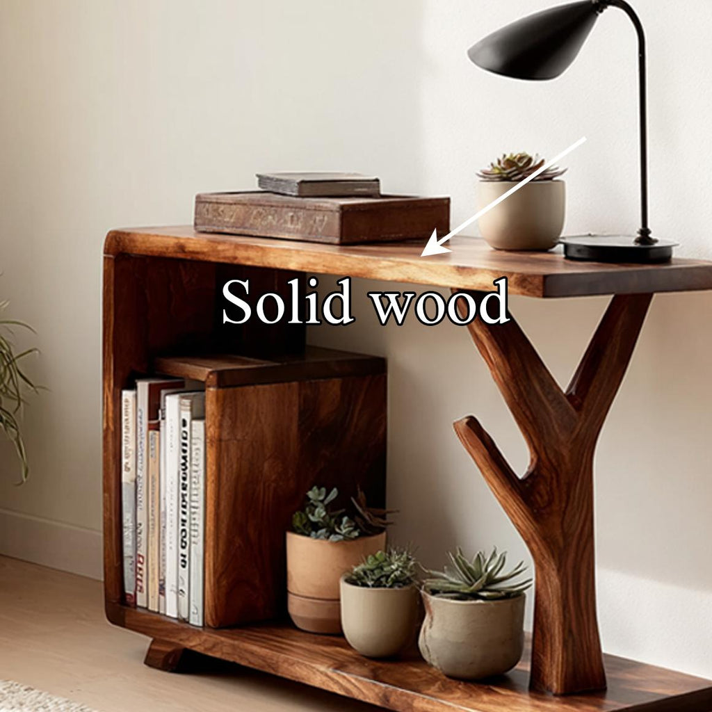 Free Standing Rustic Wood End Table, Bedside Nightstand for Guest Room, Natural Edge Accent Side Table, Handcrafted
