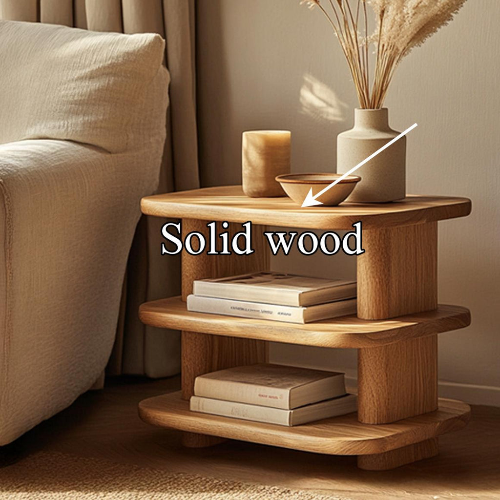 Mid Century Modern Storage Side Table, Handcrafted Wood End Table & Bedside Nightstand for Bedroom, Living Room