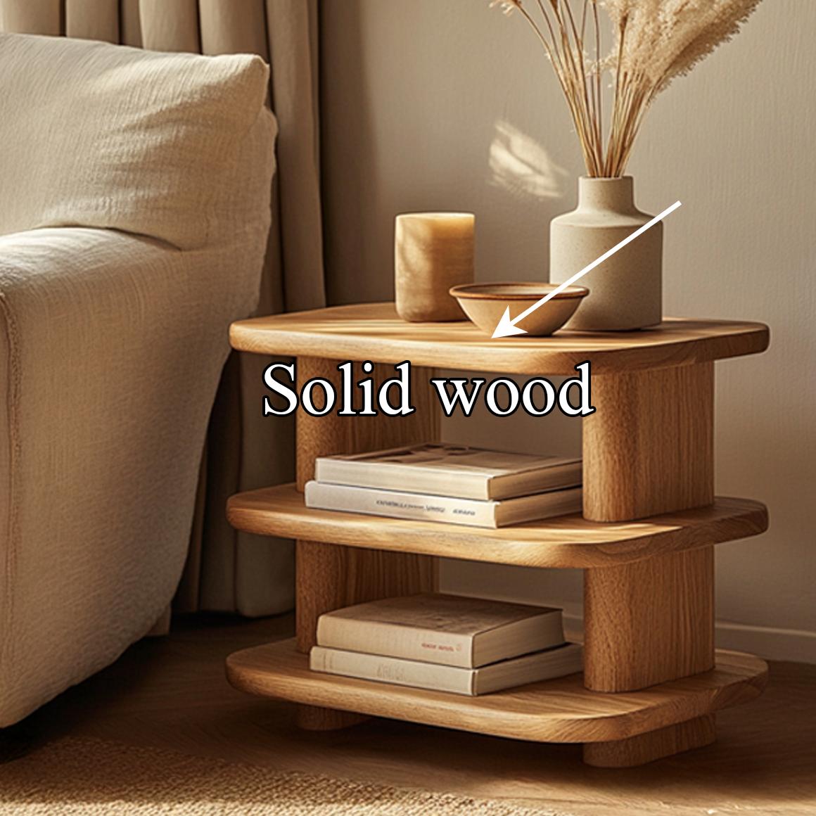 Mid Century Modern Storage Side Table, Handcrafted Wood End Table & Bedside Nightstand for Bedroom, Living Room