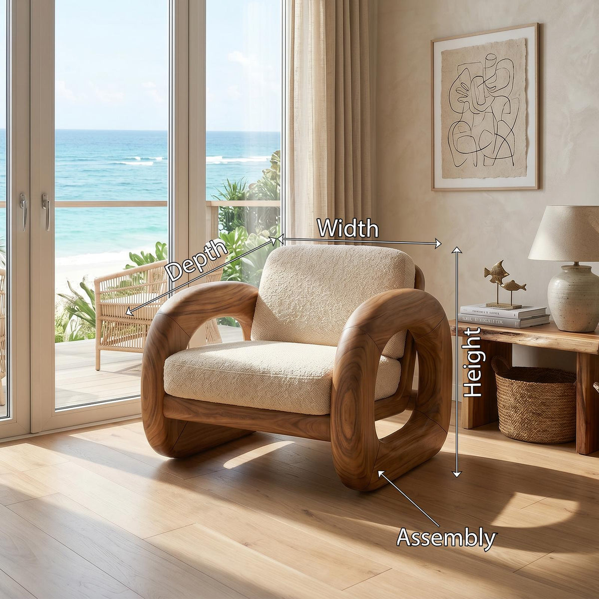 Coastal Contemporary Curved Accent Chair Ocean View Bedroom SILDTTRCHR002