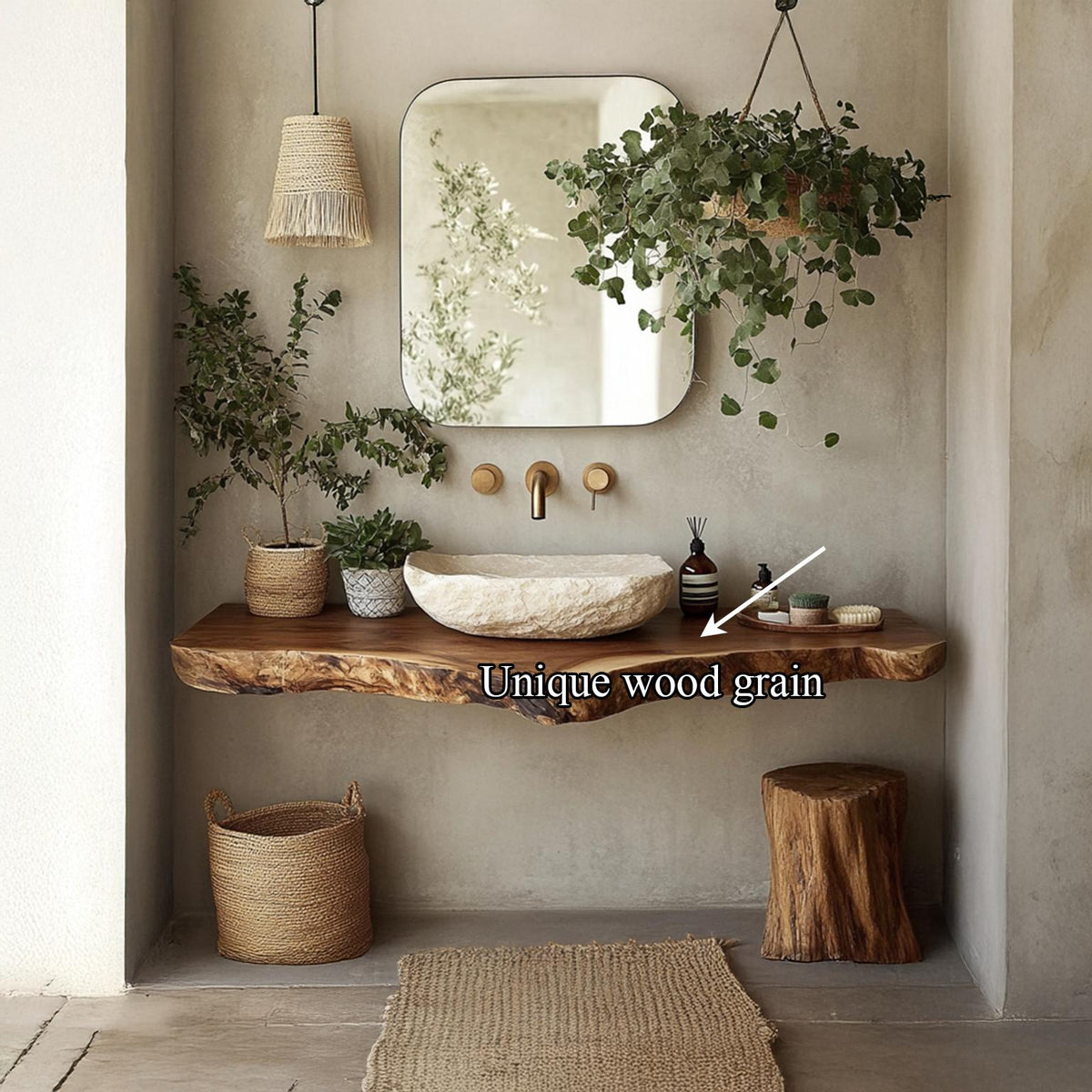 Midcentury Live Edge Shelf Vanity Bathroom