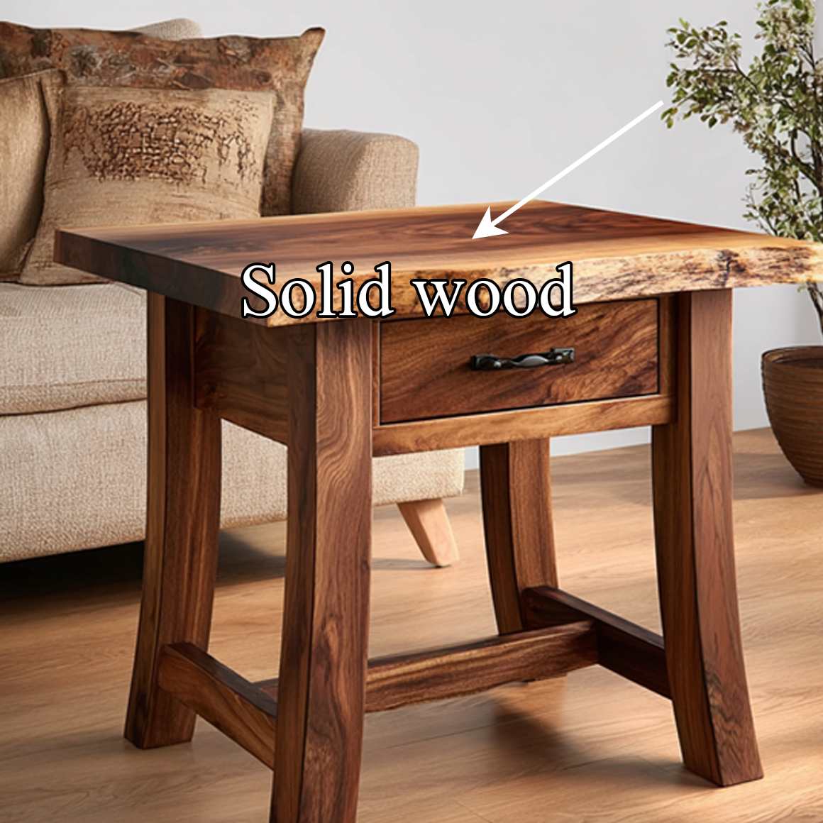 Rustic Wood End Table, Farmhouse Bedside Nightstand for Bedroom, Solid Wood Side Accent Table, Handmade Small Space Table