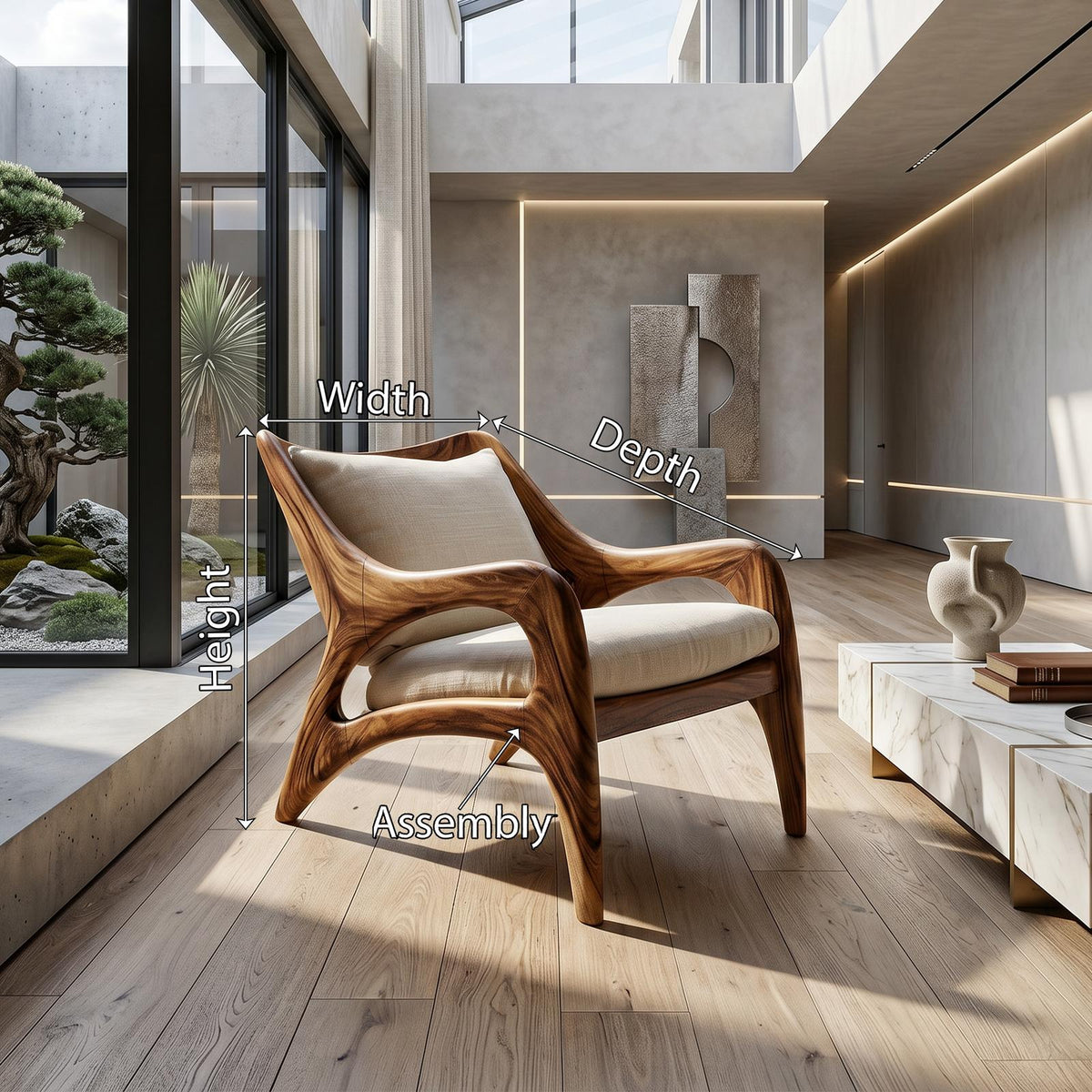 Contemporary Wooden Lounge Chair for Refined Porch Living