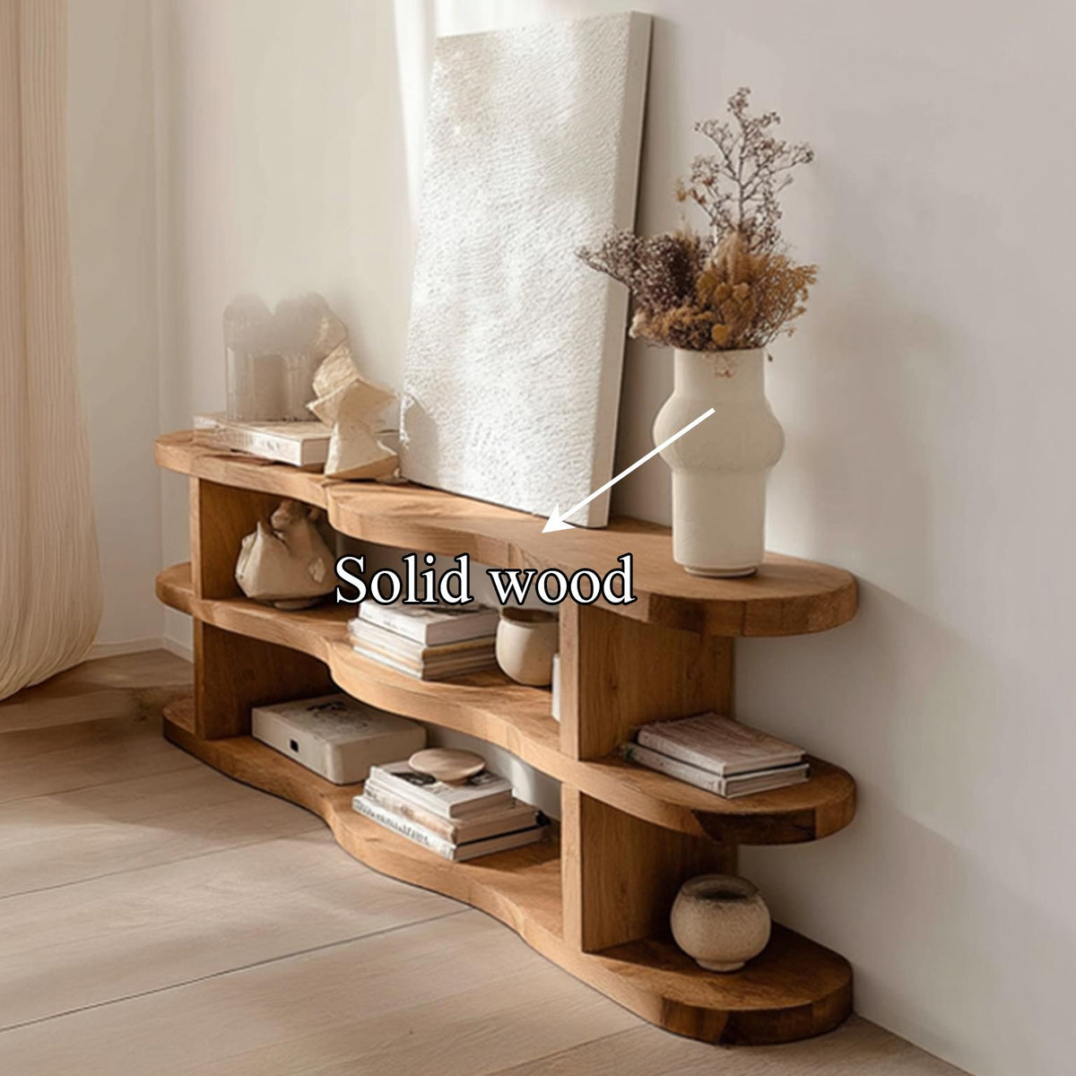 Spry Interior Rustic Wooden Storage Console, Solid Hardwood Media Sideboard, Hallway Entryway Cabinet for Living Room & Bedroom SINLSASC094