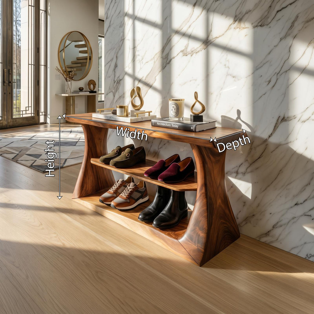 Modern Dressing Table with Mirror, Elegant Wooden Makeup Vanity Desk for Bedroom & Walk-In Closet