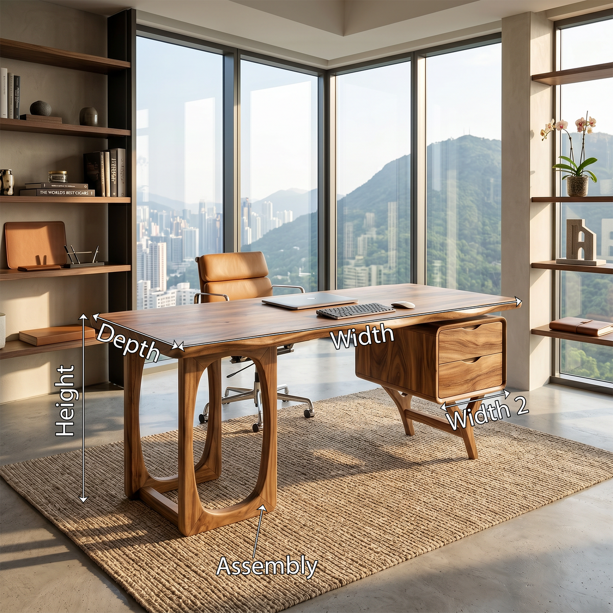Organic Dual Pedestal Executive Desk Luxury Office