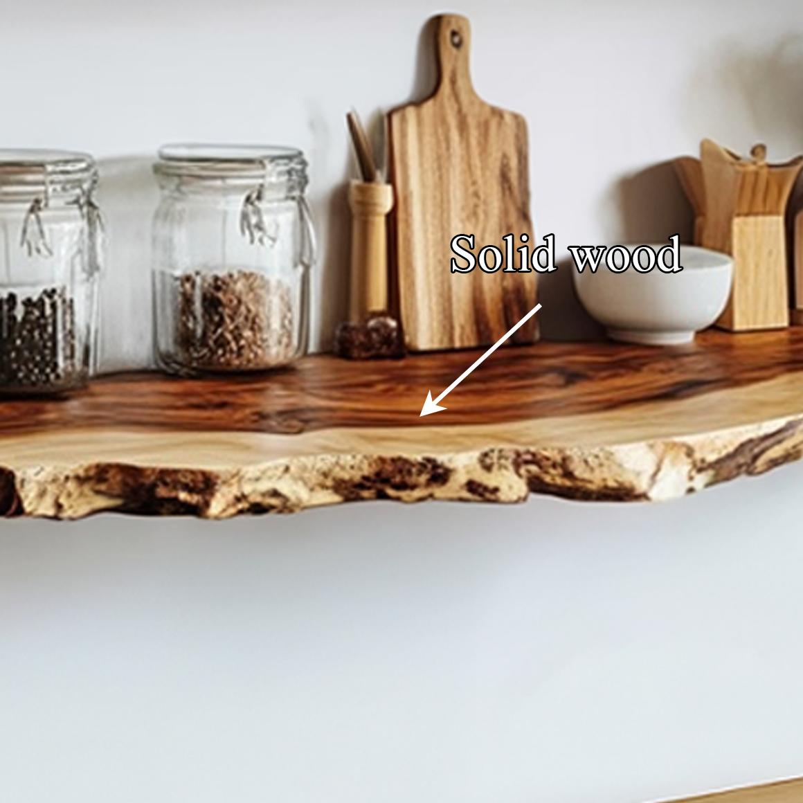 Rustic Live Edge Floating Wood Desk, Wall Mounted Multi-use Kitchen Prep Station, Laptop Workstation or Wall Display