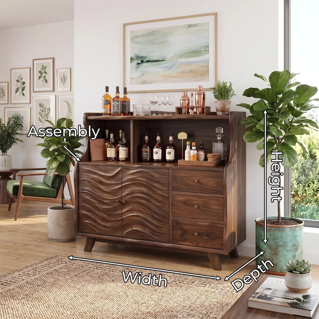 Mid Century Liquor Cabinet with Storage Living Room