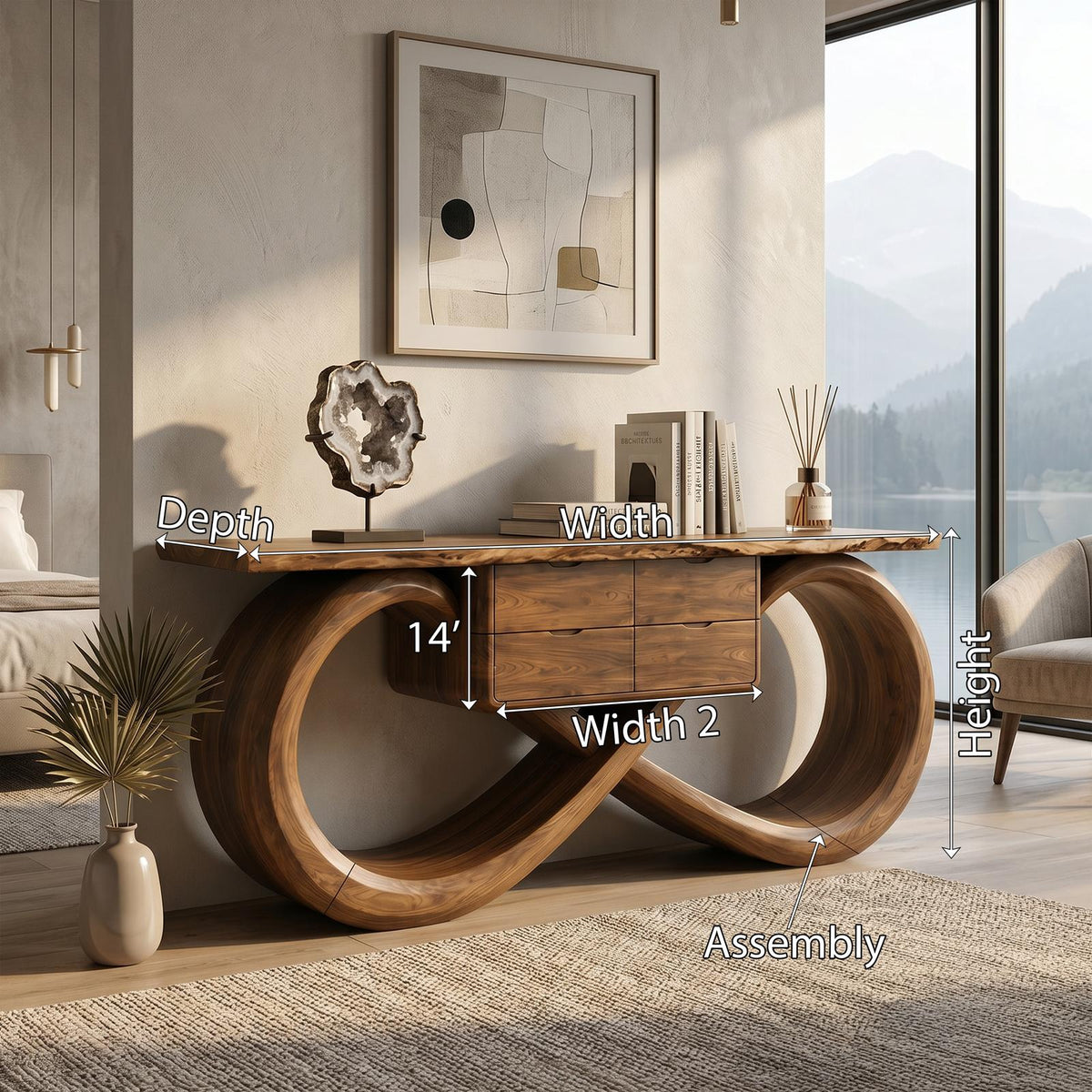 Organic Sculptural Console Table Contemporary Hallway
