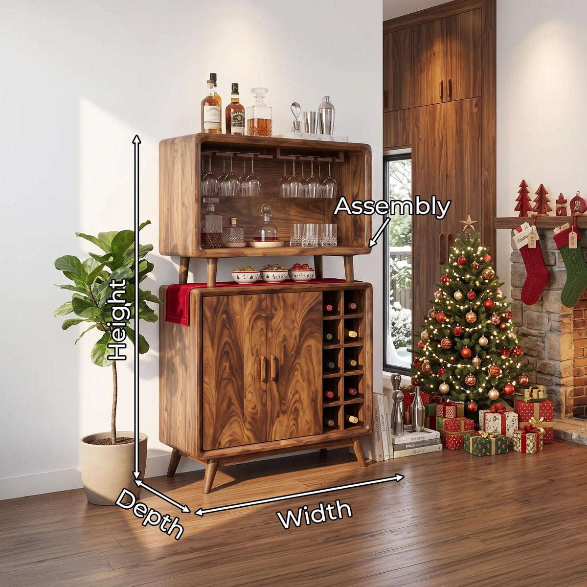 Mid Century Xmas Bar Cabinet Family Living Room