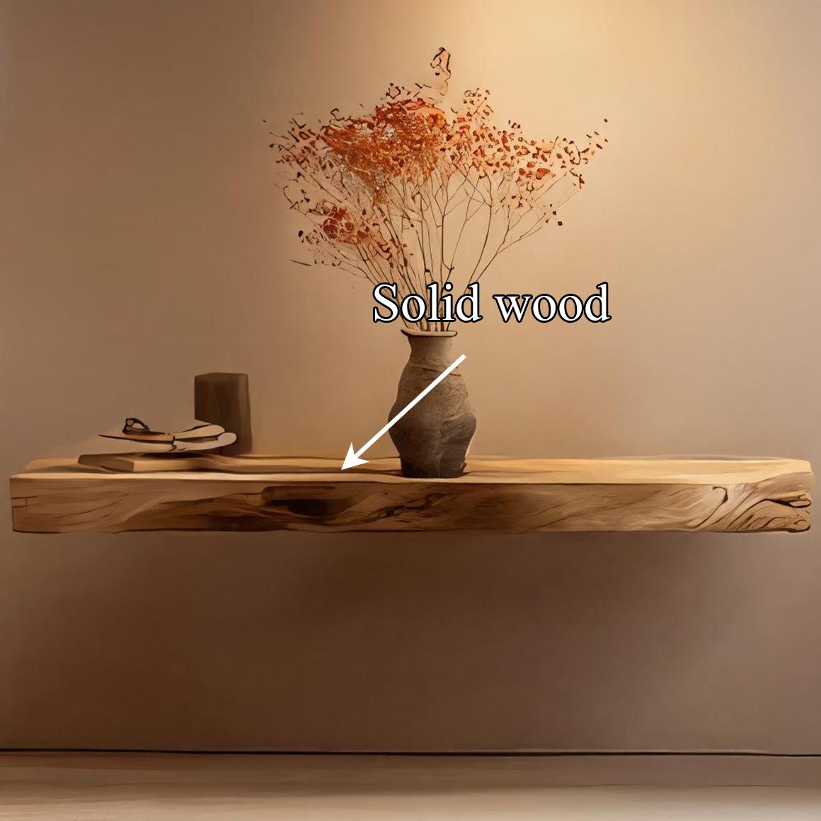 Rustic Live Edge Floating Wood Shelf, Decorative Wall Mounted Book & Plant Display Organizer Ledge for Bedroom, Living Room
