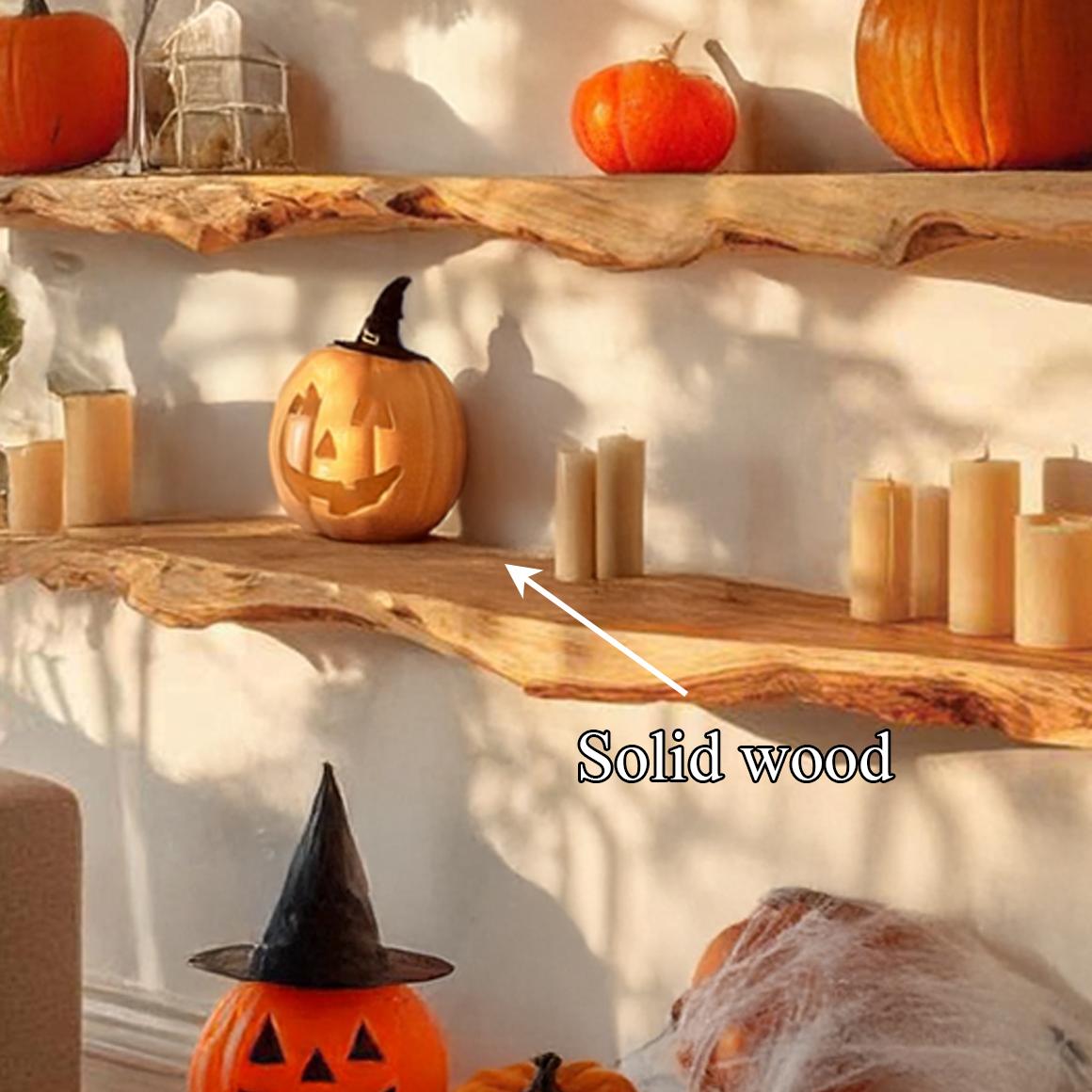 Rustic Floating Shelf, Wood Tree Branch Wall Mounted Shelf, Spooky Gothic Entryway & Hallway Wall Decor Organizer