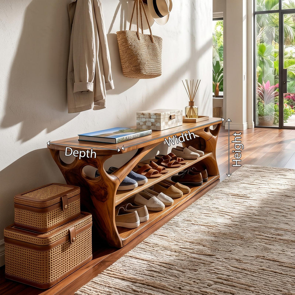 Japandi Wood Shoe Cabinet for Entryway & Mudroom, Compact Corner Storage Organizer Cupboard