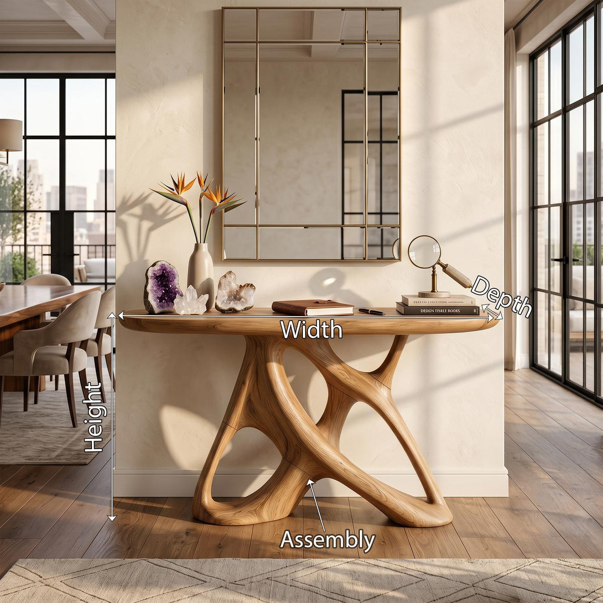Organic Open Frame Console Table Designer Foyer