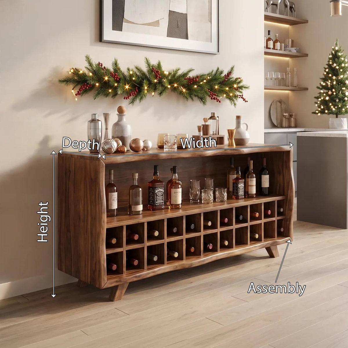 Rustic Christmas Wine Storage Cabinet Modern Dining Room