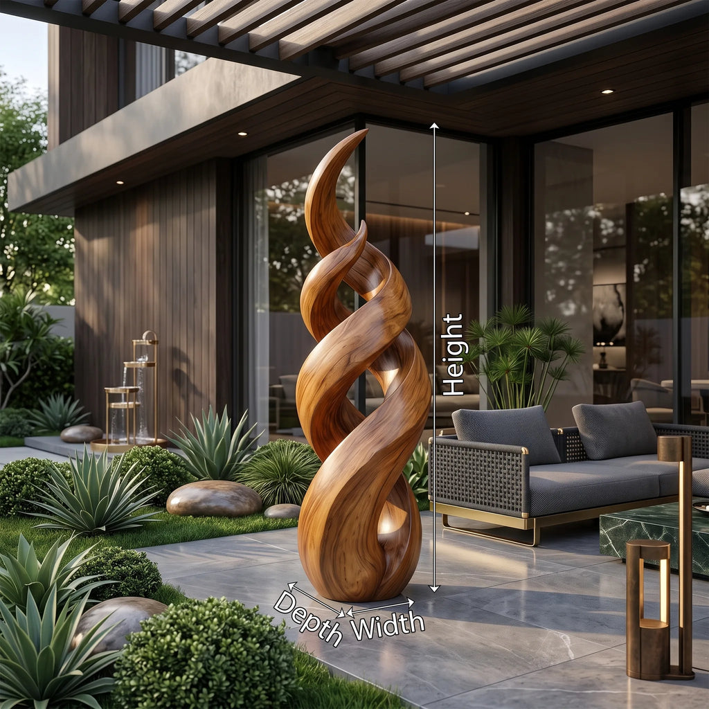 Rustic Twisted Wood Sculpture For Elegant Outdoor Patio Decor