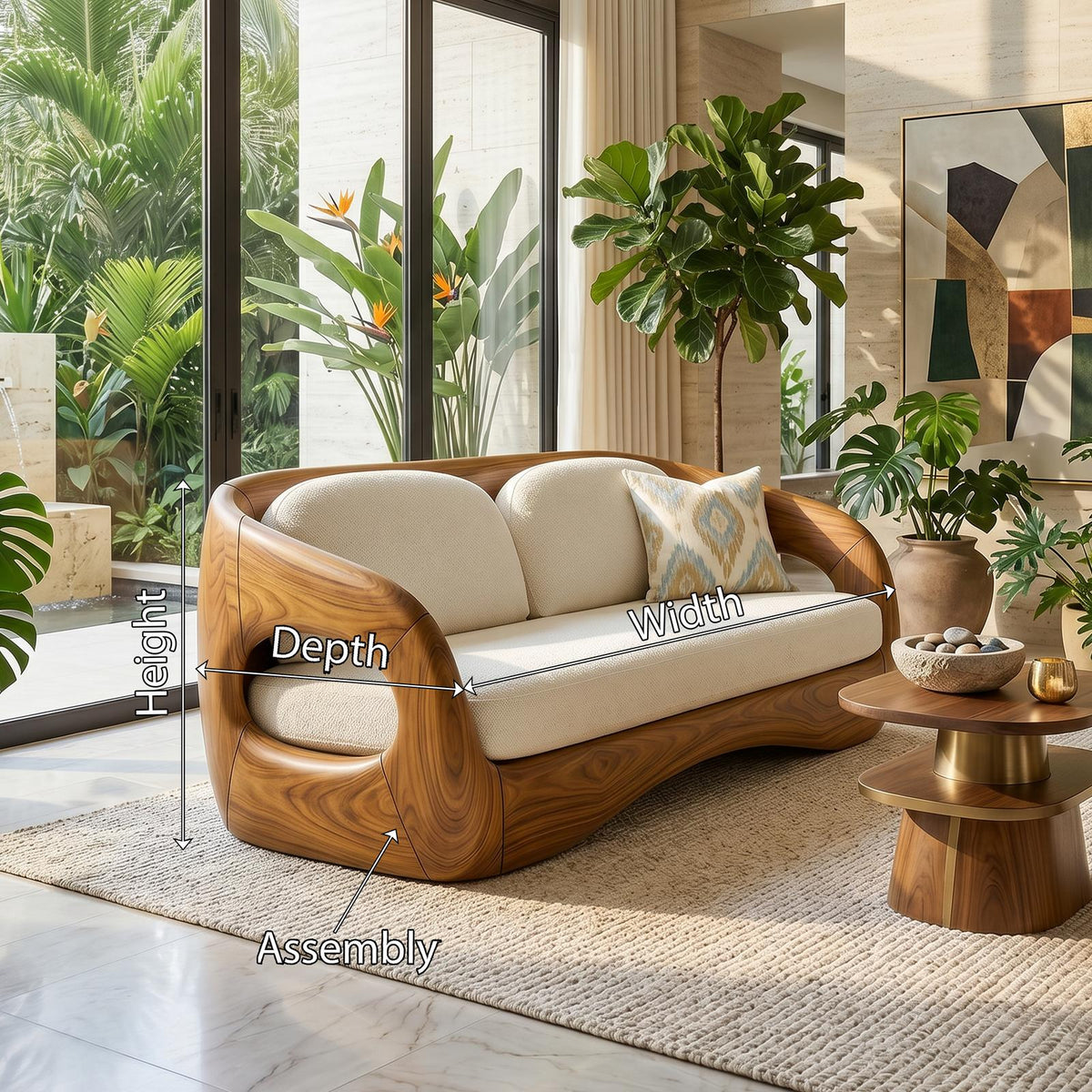 Tropical Modern Wooden Sofa For Resort Style Living Space