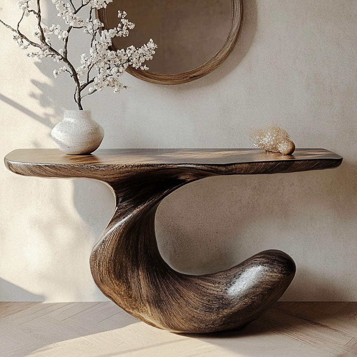 Rustic Solid Wood Console Table Narrow Mini Handmade Side Table