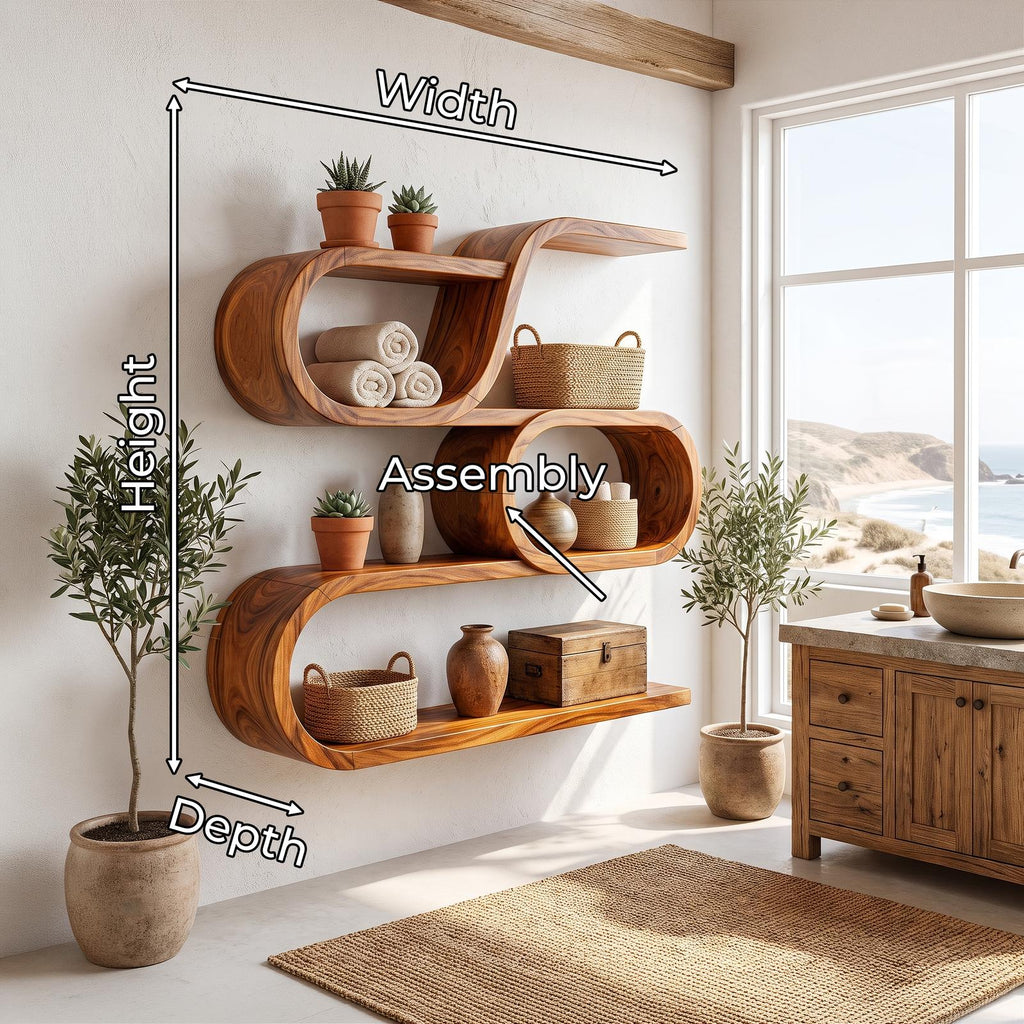 Modern Organic Wall Mounted Display Shelves for Entryway