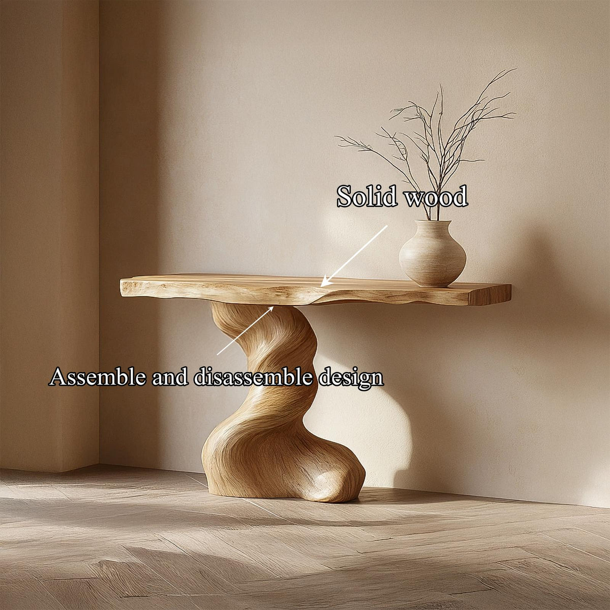 Rustic Sculptural Console Table Living Room Interior Statement Furniture SINLSACS441