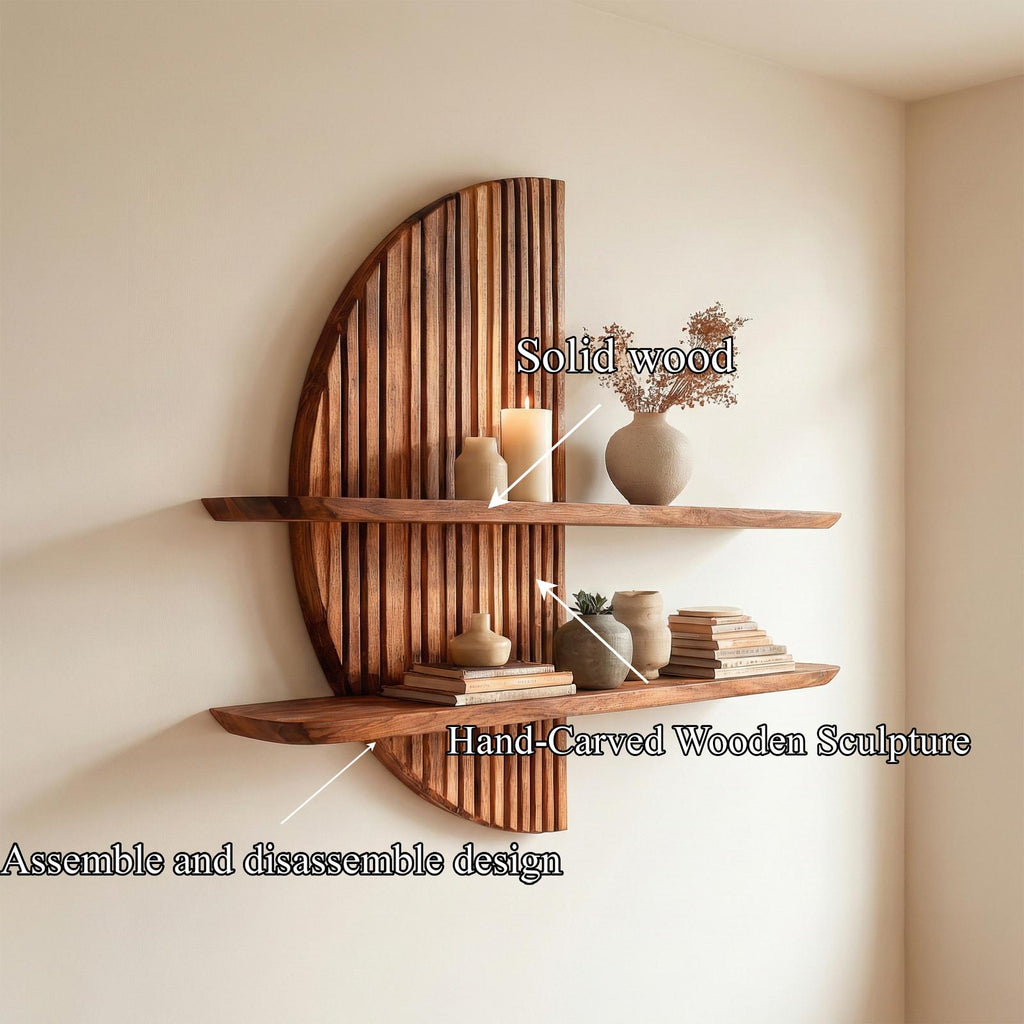 Rustic Wood Wall Shelf Decor, Floating Display Rack & Book Ledge for Living Room & Hallway