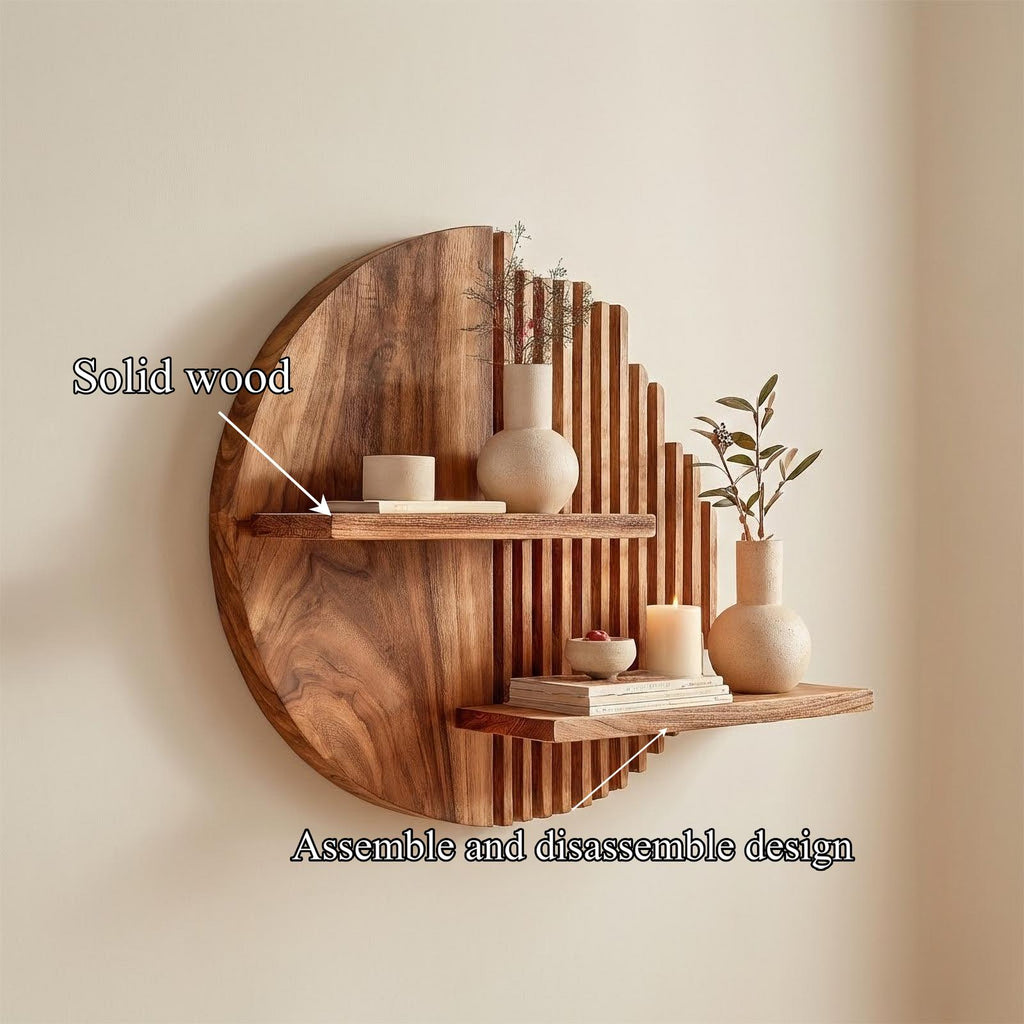 Rustic Wood Wall Storage Shelf, Floating Bookshelf & Spice Rack for Kitchen, Dining & Living Room