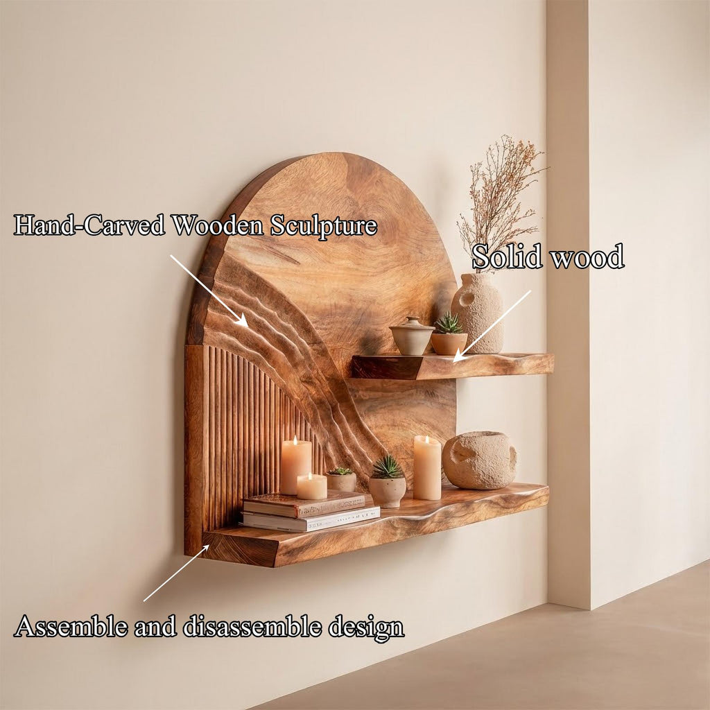 Rustic Statement Wall Shelf For Living Room And Open Space
