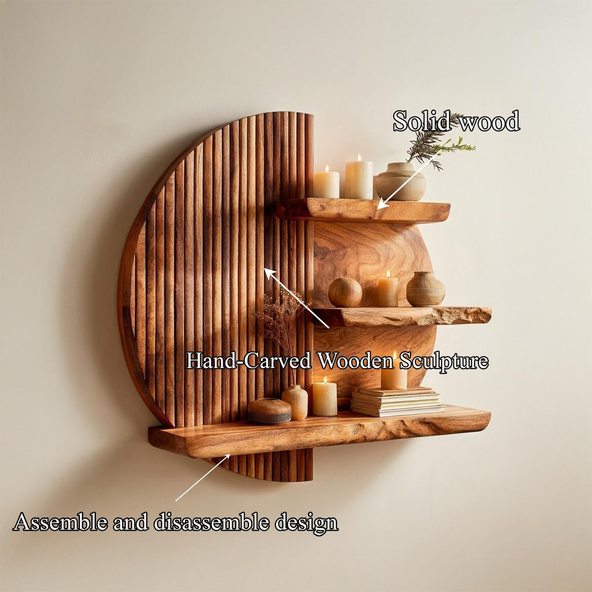 Rustic Sculptural Wall Shelf For Living Room And Decorative Wall
