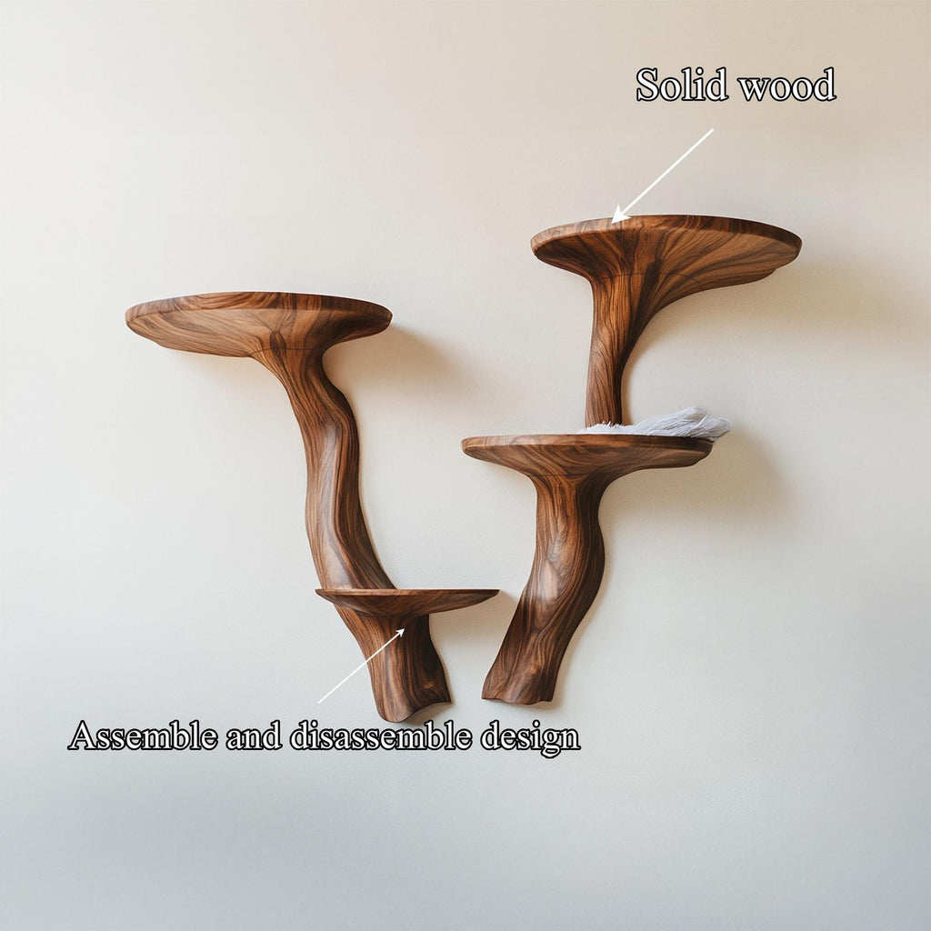 Rustic Mushroom Wall Shelf For Living Room And Hallway