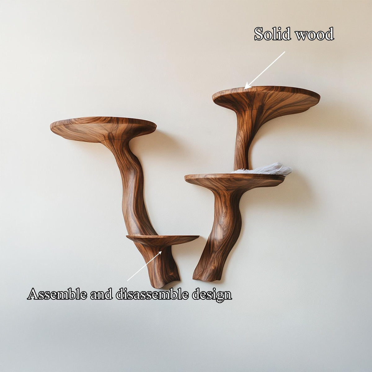 Rustic Mushroom Wall Shelf For Living Room And Hallway