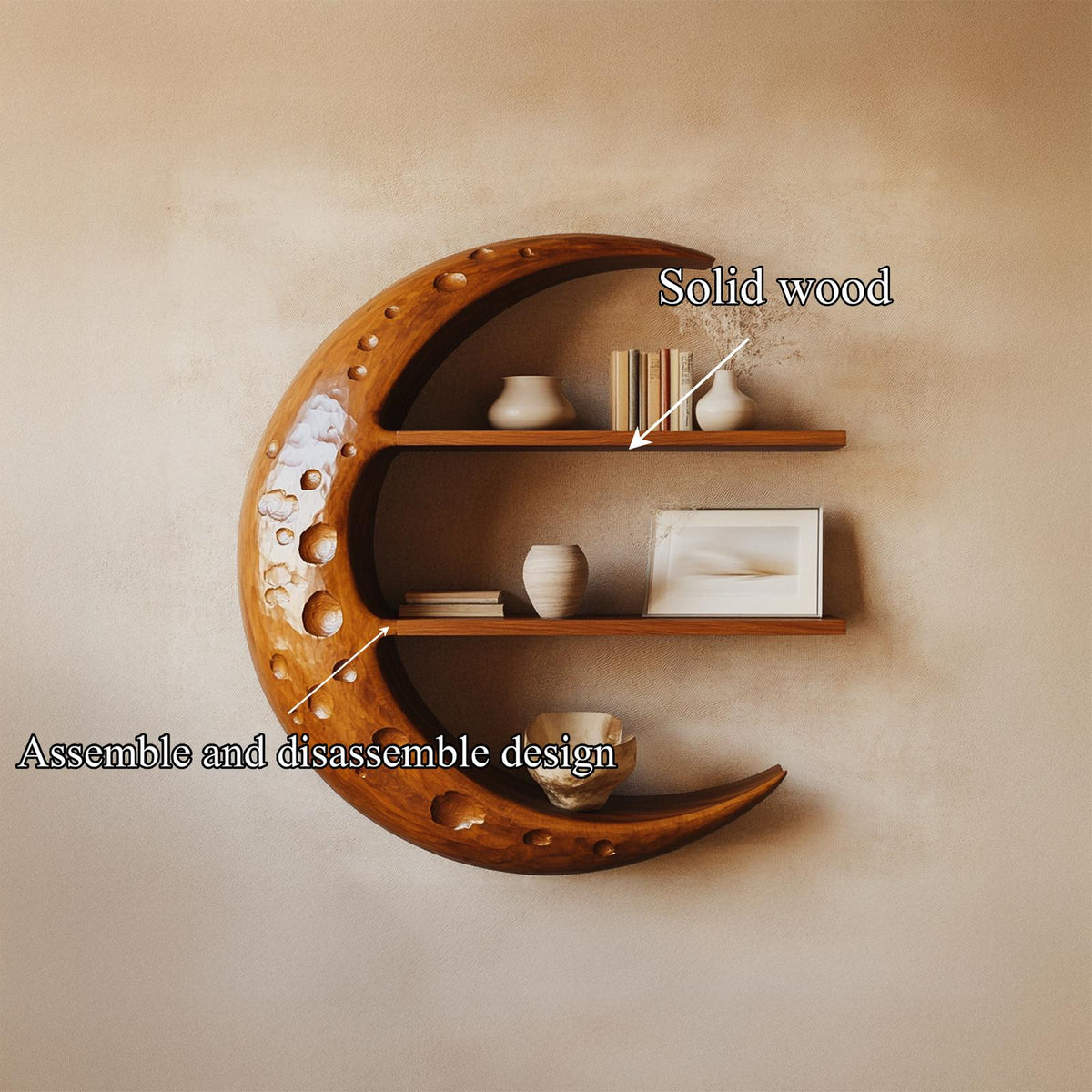 Rustic Moon Wall Shelf For Living Room And Bedroom