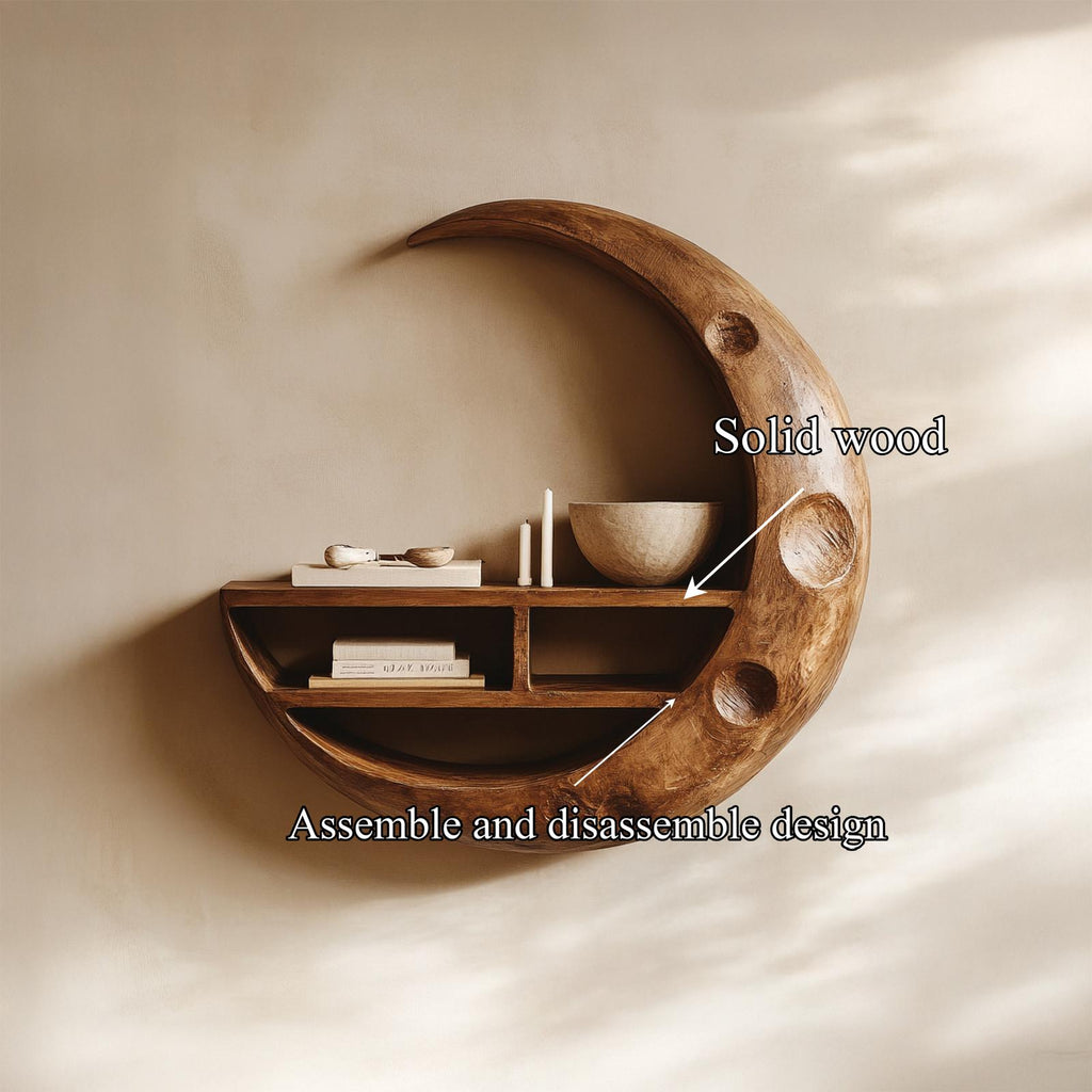 Rustic Moon Wall Shelf For Living Room And Interior Display