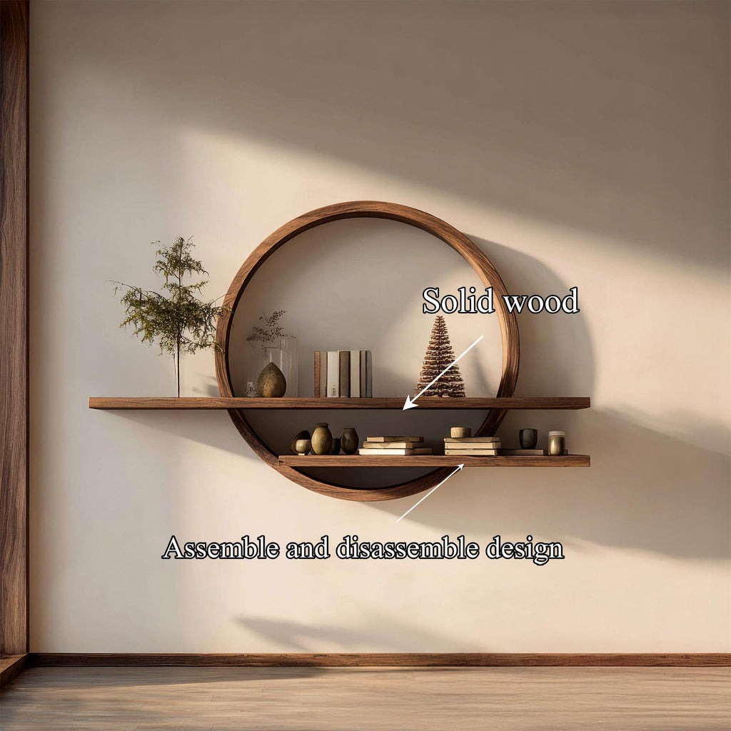 Rustic Round Wall Shelf For Living Room And Bedroom