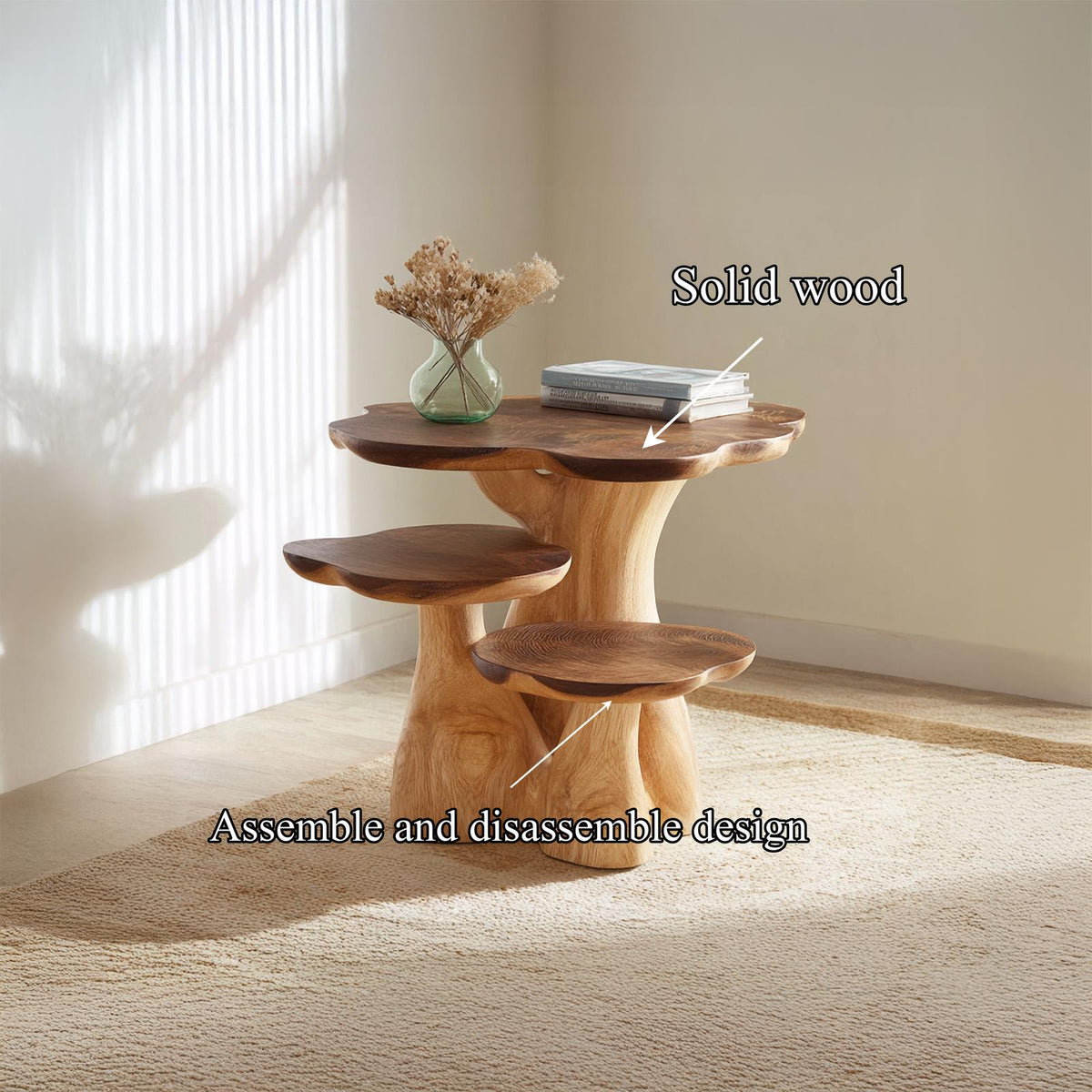 Rustic Mushroom Side Table For Living Room And Apartment