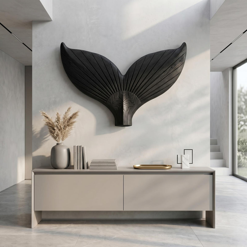 Angel Wings Wooden Wall Sculpture, Hand-Carved Distressed Wood Art Decor for Living Room & Entryway