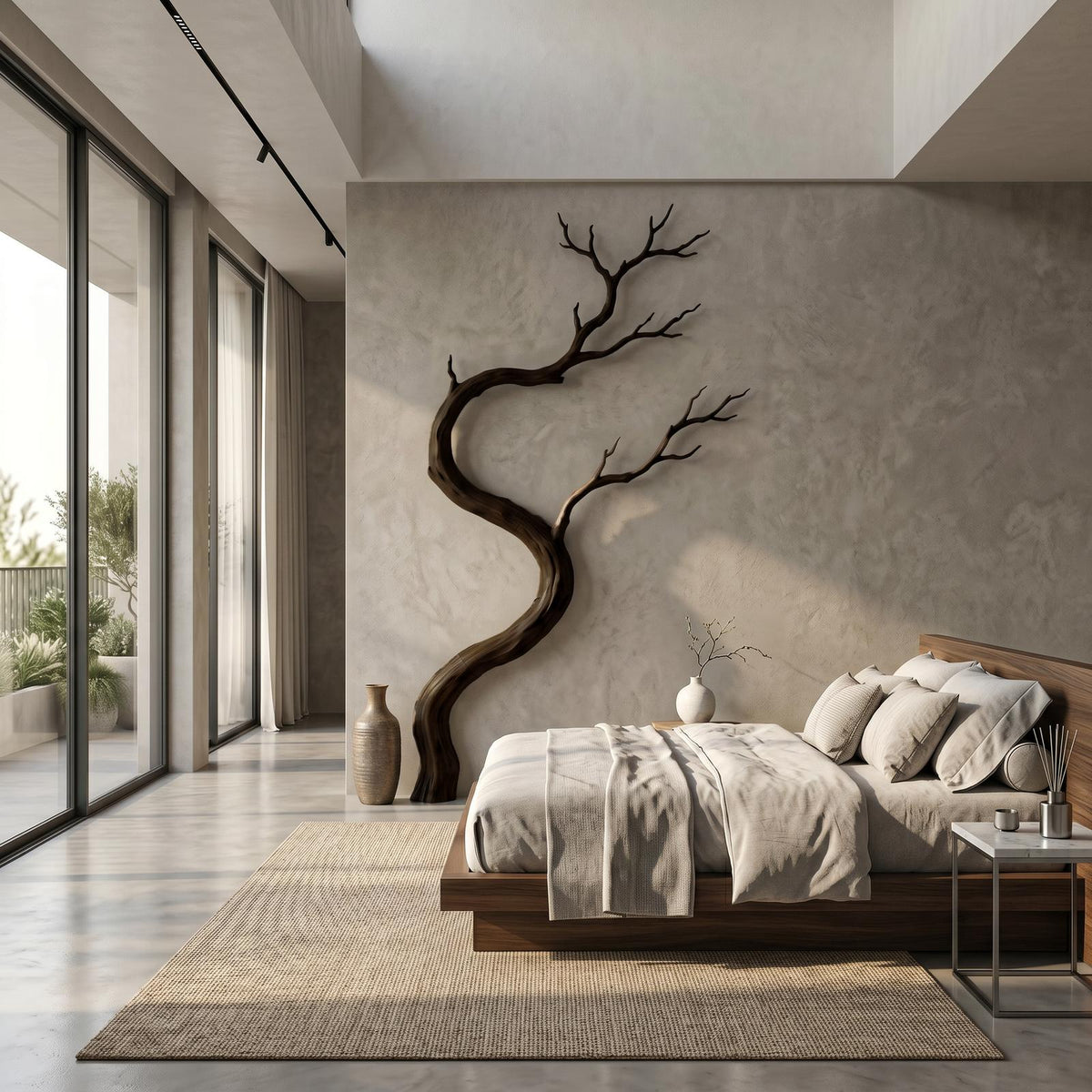 Spry Interior Artisan Wooden Wall Decor, Sculptural Driftwood Branch Hanging Sculpture for Living Room, SINLSAWD121