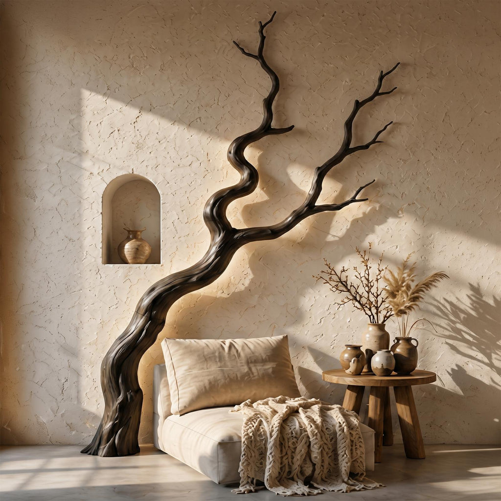 Nature Inspired Wall Decor, Sculptural Wood Tree Branch Art Sculpture for Living Room & Bedroom