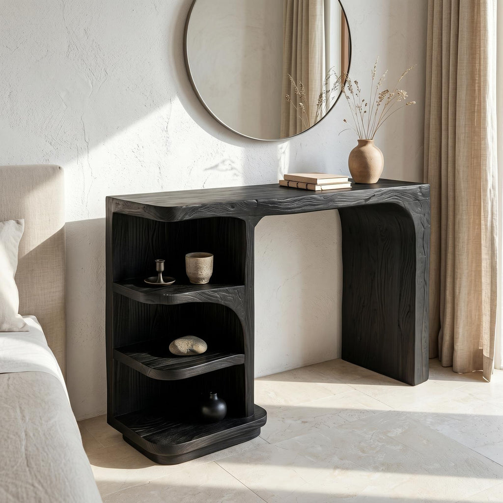 Contemporary Dressing Table With Waterfall Wood Structure For Bedroom