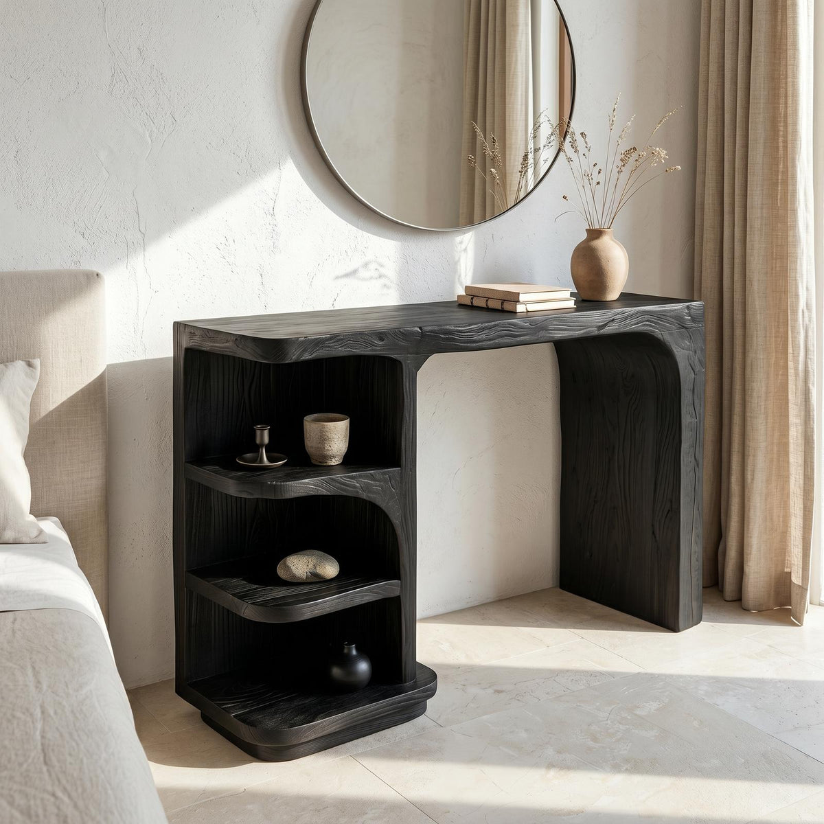 Contemporary Dressing Table With Waterfall Wood Structure For Bedroom SINLSABDT092