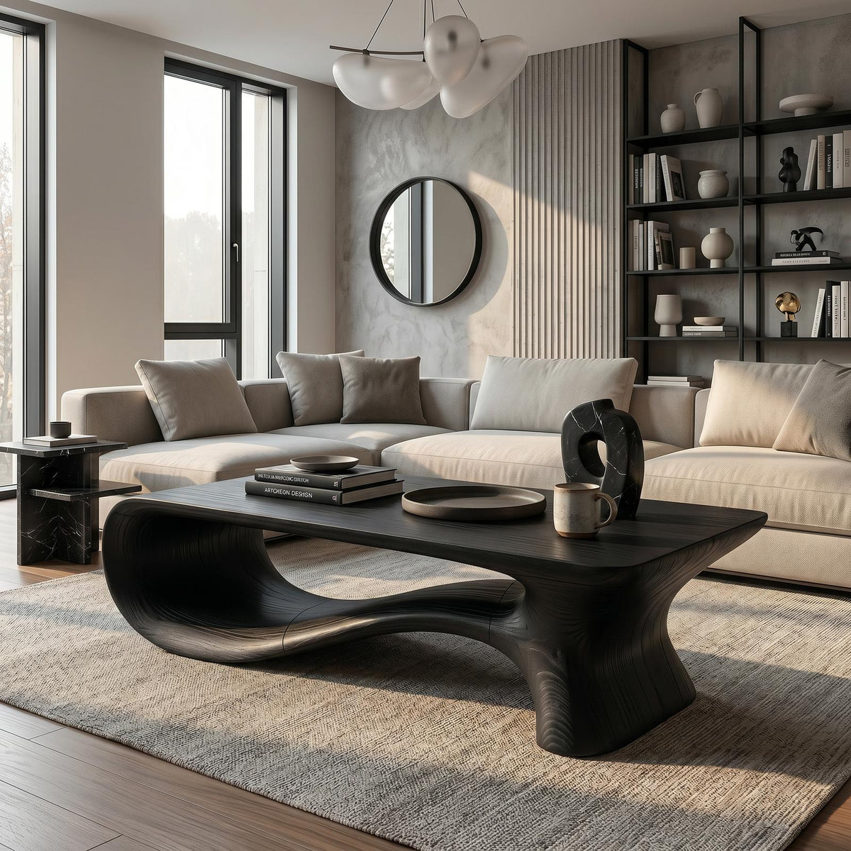 Modern Coffee Table With Flowing Organic Silhouette For Living Room