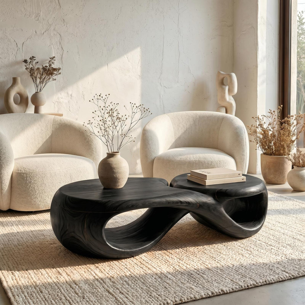 Handcrafted Coffee Table With Sculptural Curved Design For Living Room