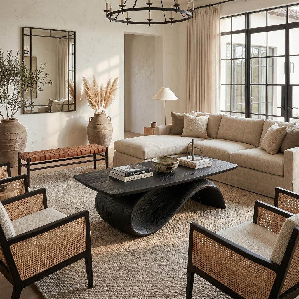Handcrafted Coffee Table With Artistic Wood Design For Living Room