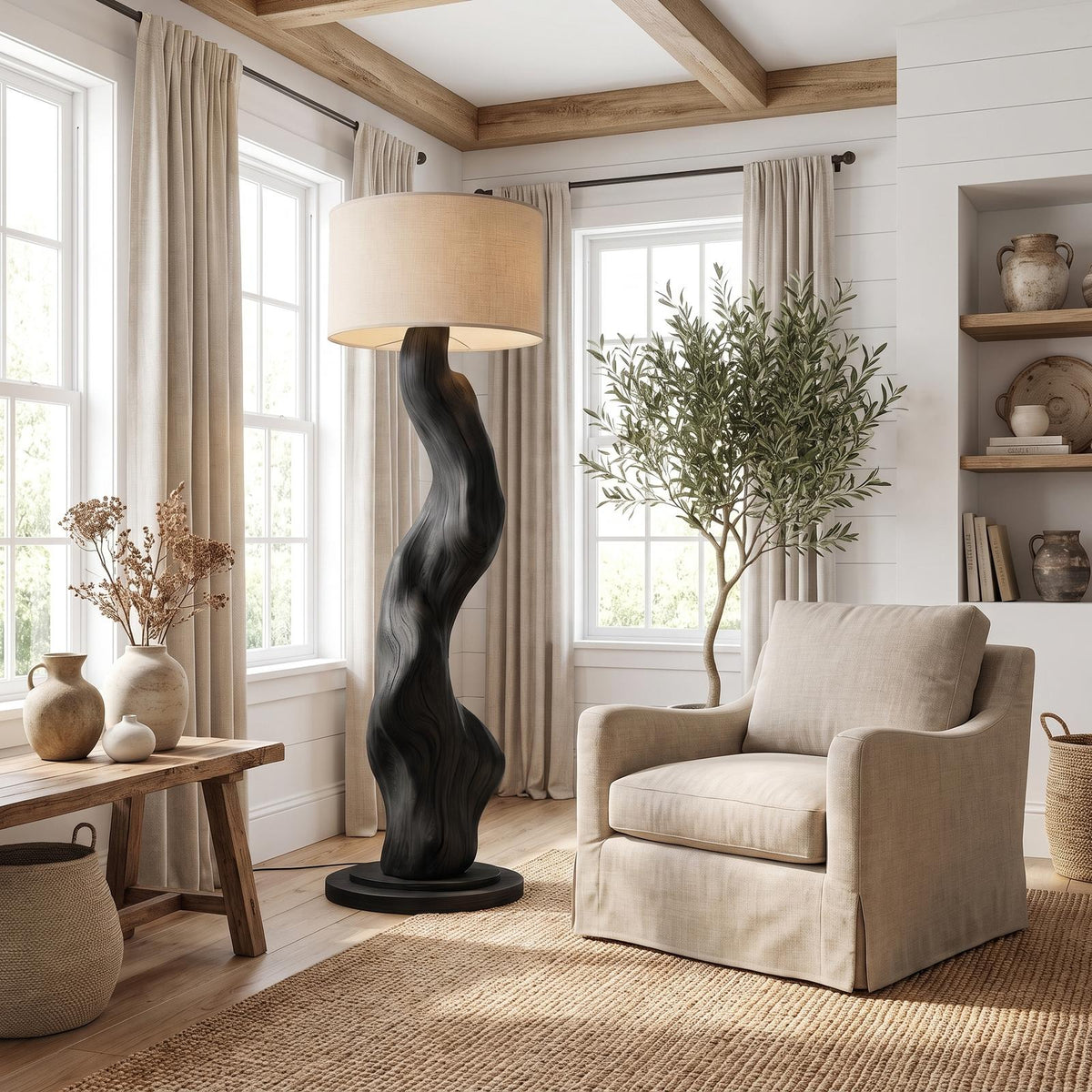 Modern Wooden Standing Floor Lamp For Bedroom And Living Room