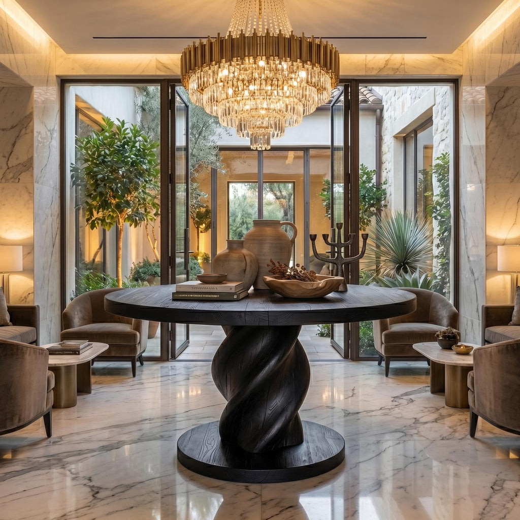 Modern Luxury Statement Round Entry Table For Entryway And Lobby