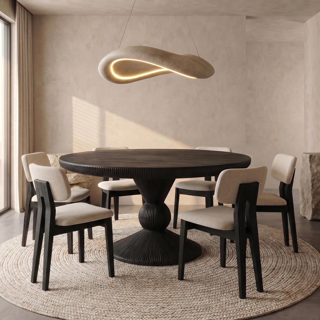 Spry Interior Modern Round Pedestal Dining Table, Handcrafted Solid Wood Kitchen Statement Table for Home Dining Room, SINLSADT168